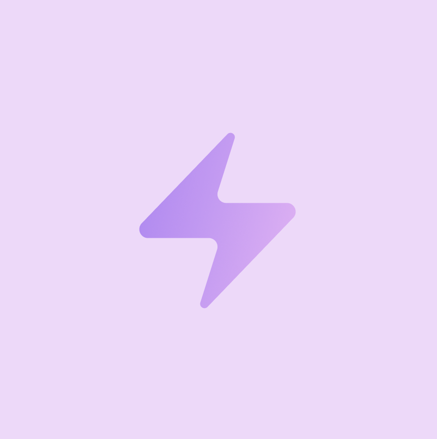 Purple lightning bolt icon with gradient shading on a solid purple background.